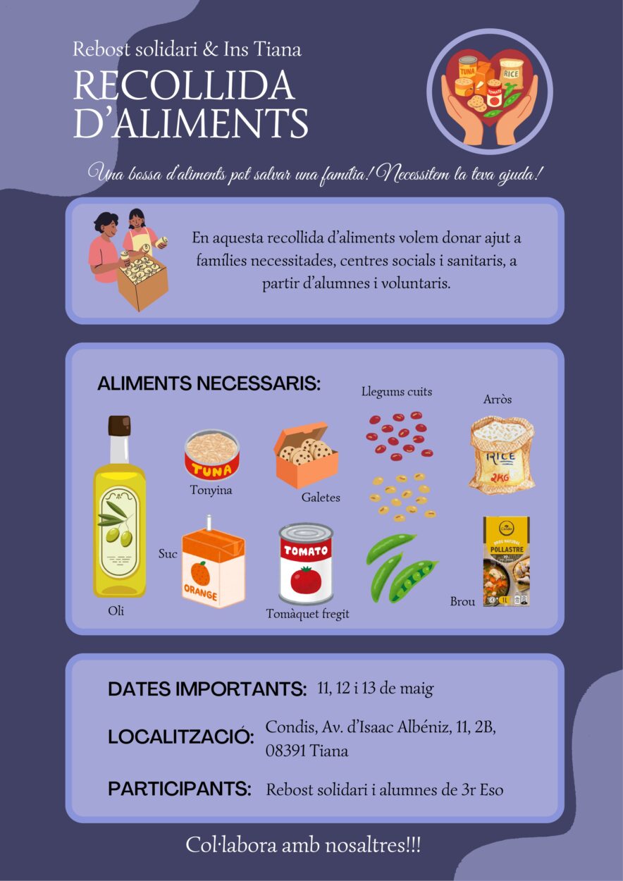 Institut Tiana recollida d'aliments